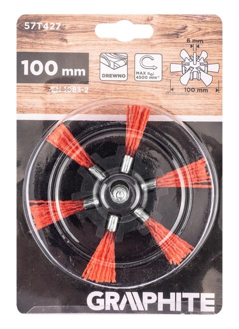 Szczotka nylonowa, tarczowa, 100 mm, z trzpieniem 6 mm Szczotka nylonowa, tarczowa, 100 mm, z trzpieniem 6 mm