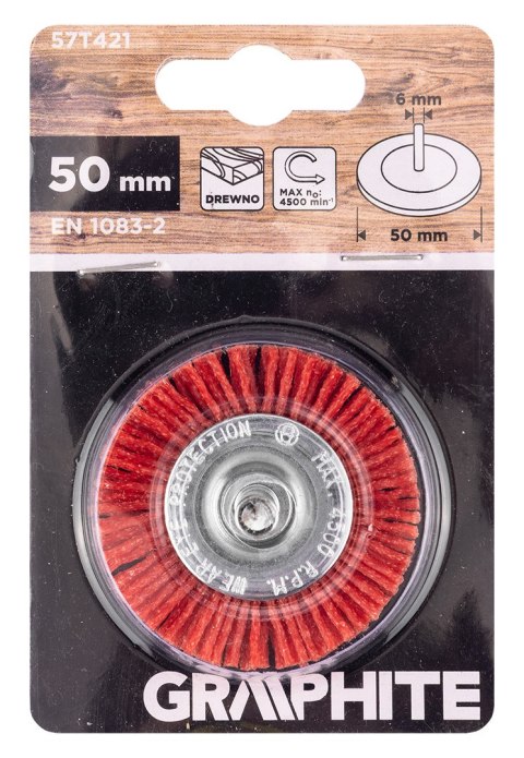 Szczotka nylonowa tarczowa 50 mm, z trzpieniem 6 mm Szczotka nylonowa tarczowa 50 mm, z trzpieniem 6 mm