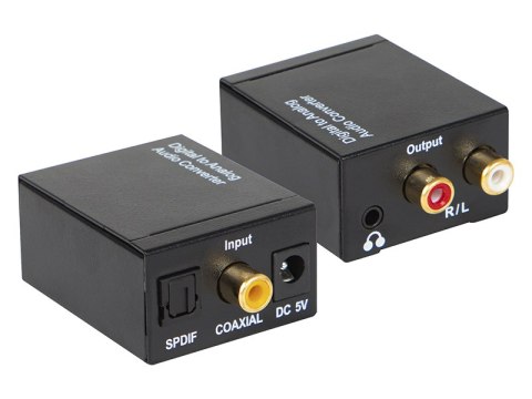 91-202# Konwerter optyczny toslink dac na 2xrca+jack z zasilaczem 91-202# Konwerter optyczny toslink dac na 2xrca+jack z zasilaczem