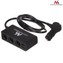 Rozdzielacz gniazda zapalniczki samochodowej Maclean, woltomierz, 3 gniazda zapalniczki, 4xUSB, 4.8A, max 120W, czarny, gumowany