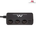 Rozdzielacz gniazda zapalniczki samochodowej Maclean, woltomierz, 3 gniazda zapalniczki, 4xUSB, 4.8A, max 120W, czarny, gumowany