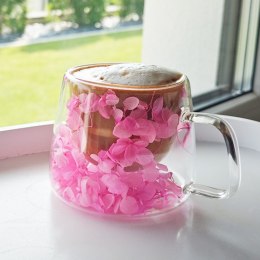 Szklanka termiczna z hortensją w środku róż 180 ml 1szt SZK74