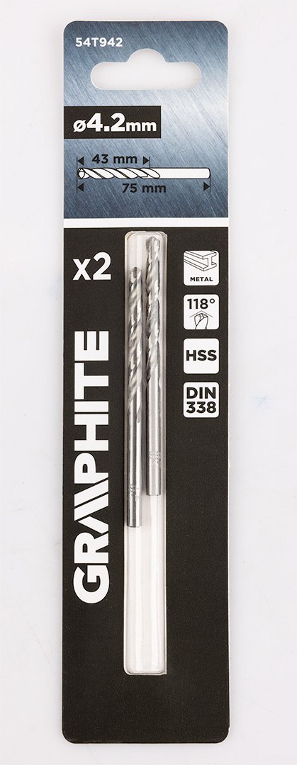 Wiertła do metalu HSS, DIN 338, 4,2 mm, 2 szt. Wiertła do metalu HSS, DIN 338, 4,2 mm, 2 szt.
