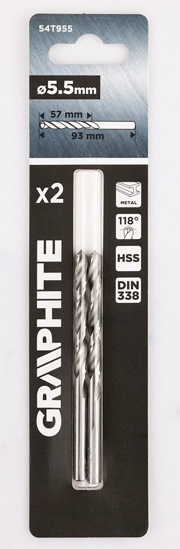 Wiertła do metalu HSS, DIN 338, 5,5 mm, 2 szt. Wiertła do metalu HSS, DIN 338, 5,5 mm, 2 szt.