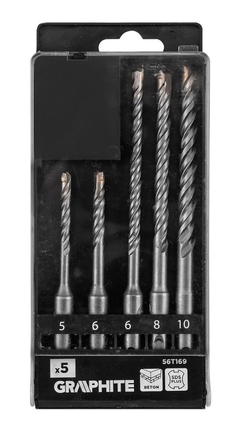 Zestaw wierteł do betonu SDS Plus z podwójną spiralą 5 x 6 x 110 mm, 6 x 8 x 10 x 160 mm, zestaw: 5 Zestaw wierteł do betonu SDS Plus z podwójną spiralą 5 x 6 x 110 mm, 6 x 8 x 10 x 160 mm, zestaw: 5