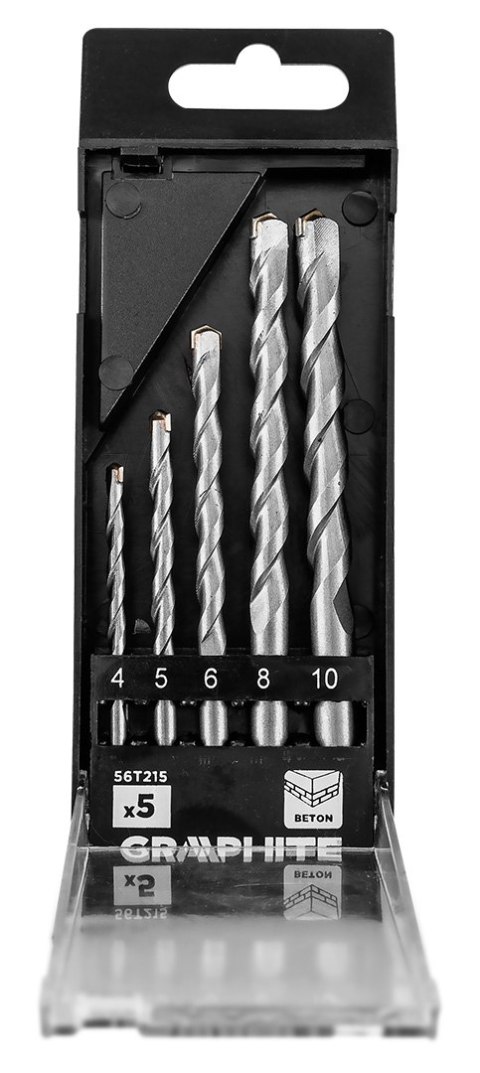 Zestaw wierteł do betonu hartowane: 4, 5, 6, 8, 10 mm, 5 szt. Zestaw wierteł do betonu hartowane: 4, 5, 6, 8, 10 mm, 5 szt.