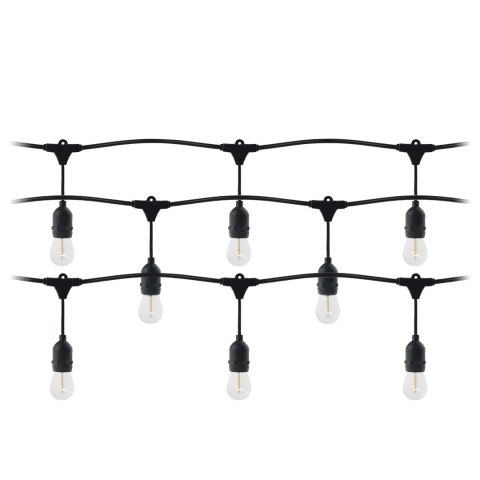 Girlanda oświetleniowa - 1 sznur 15 m (15 opraw) + 15 żarówek LED 1W E27, 3000K + 1 żarówka gratis