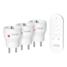 Zestaw bezprzewodowych gniazd MINI Schuko, sterowanych pilotem 3+1, 2300W