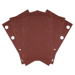 Papiery ścierne na rzep, prostokąt  80 x 130 mm, P240, 5 szt., z 8 otworami do 04-623