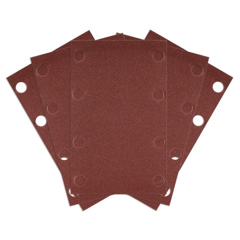 Papiery ścierne na rzep, prostokąt 80 x 130 mm, P240, 5 szt., z 8 otworami do 04-623 Papiery ścierne na rzep, prostokąt 80 x 130 mm, P240, 5 szt., z 8 otworami do 04-623
