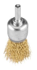 Szczotki druciane drut karbowany, mosiądzowany, 25, 50, 75 mm, 3 szt., trzpień 6 mm