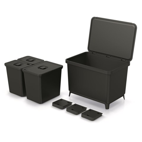 Kosz na śmieci SYSTEMA 23L + 2x10L - czarny recykling Kosz na śmieci SYSTEMA 23L + 2x10L - czarny recykling