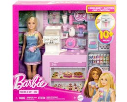 Zestaw z lalką baristką barbie kawiarnia
