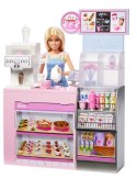 Zestaw z lalką baristką barbie kawiarnia