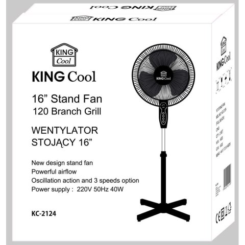 WENTYLATOR PODŁOGOWY 40CM 40W KINGCOOL KC-2124 CZARNY WENTYLATOR PODŁOGOWY 40CM 40W KINGCOOL KC-2124 CZARNY