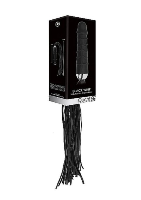 Black Whip with Realistic Silicone Dildo - Black Black Whip with Realistic Silicone Dildo - Black