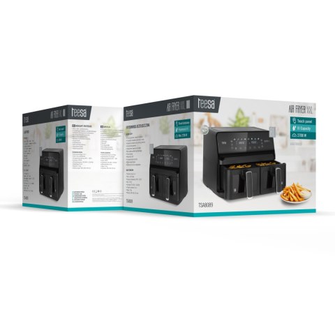 Frytkownica beztłuszczowa TEESA AIR FRYER DUAL POT XXL 8L 2700W Frytkownica beztłuszczowa TEESA AIR FRYER DUAL POT XXL 8L 2700W