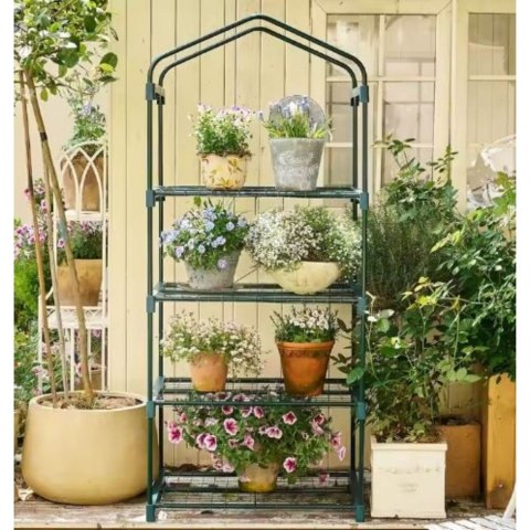 Mini Szklarnia Balkonowa Ogrodowa 4 Półki Metalowe Folia PVC 69 x 49 x 157cm Mini Szklarnia Balkonowa Ogrodowa 4 Półki Metalowe Folia PVC 69 x 49 x 157cm