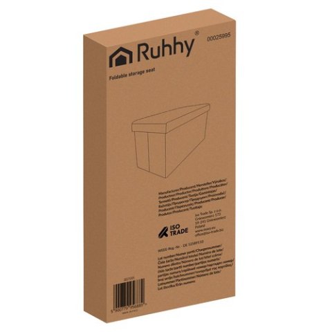 Pufa welurowa czarna 60x30x30 cm Ruhhy 25995 Pufa welurowa czarna 60x30x30 cm Ruhhy 25995