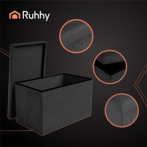 Pufa welurowa czarna 60x30x30 cm Ruhhy 25995 Pufa welurowa czarna 60x30x30 cm Ruhhy 25995
