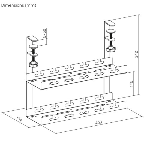Organizer podbiurkowy na kable Maclean, max. obciążenie 5kg, 2 poziomy, biały, MC-104 W Organizer podbiurkowy na kable Maclean, max. obciążenie 5kg, 2 poziomy, biały, MC-104 W