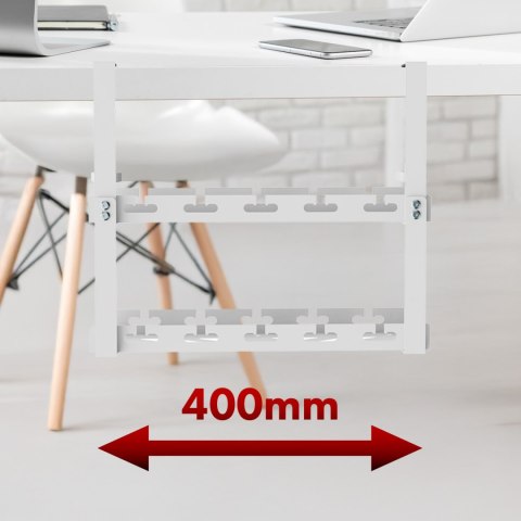 Organizer podbiurkowy na kable Maclean, max. obciążenie 5kg, 2 poziomy, biały, MC-104 W Organizer podbiurkowy na kable Maclean, max. obciążenie 5kg, 2 poziomy, biały, MC-104 W