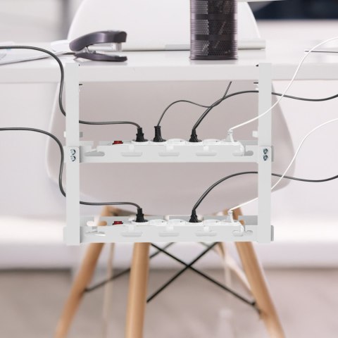 Organizer podbiurkowy na kable Maclean, max. obciążenie 5kg, 2 poziomy, biały, MC-104 W Organizer podbiurkowy na kable Maclean, max. obciążenie 5kg, 2 poziomy, biały, MC-104 W