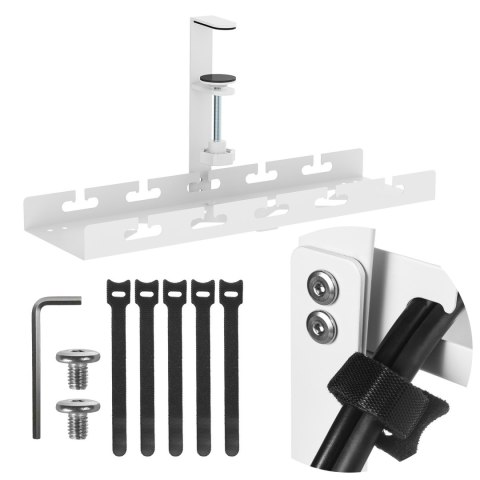 Organizer podbiurkowy na kable Maclean, max. obciążenie 5kg, biały, MC-105 W Organizer podbiurkowy na kable Maclean, max. obciążenie 5kg, biały, MC-105 W