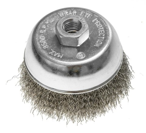 Szczotka druciana doczołowa 100 mm, drut karbowany stalowy, M14 Szczotka druciana doczołowa 100 mm, drut karbowany stalowy, M14