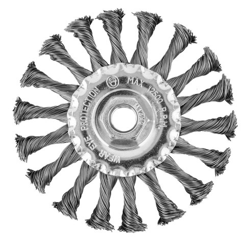 Szczotka druciana tarczowa 115 mm, drut skręcony, stalowy, M14 Szczotka druciana tarczowa 115 mm, drut skręcony, stalowy, M14