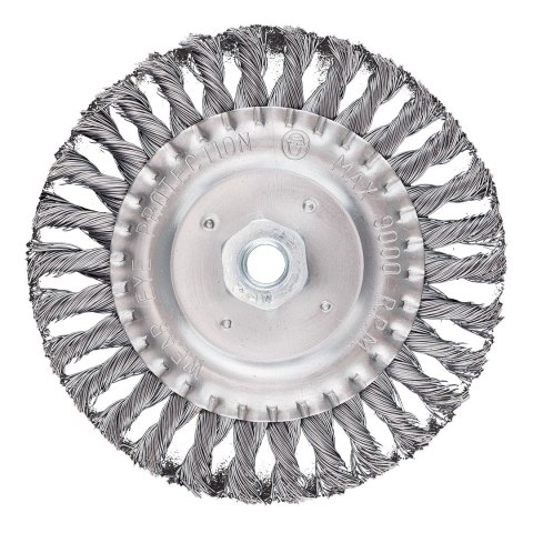 Szczotka druciana tarczowa 150 mm, drut skręcony, stalowy, M14 Szczotka druciana tarczowa 150 mm, drut skręcony, stalowy, M14