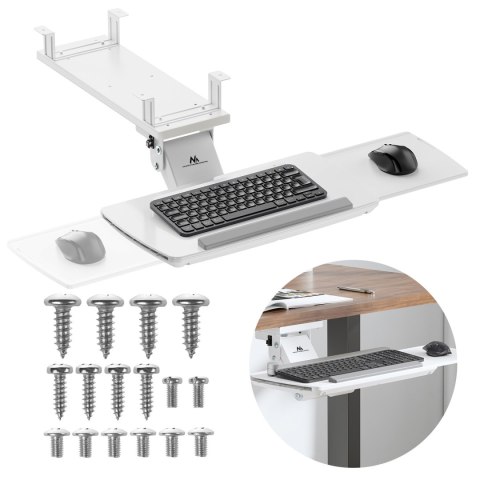 Uchwyt na klawiaturę podbiurkowy Maclean, regulowany, max. 5kg, biały, MC-156 W Uchwyt na klawiaturę podbiurkowy Maclean, regulowany, max. 5kg, biały, MC-156 W