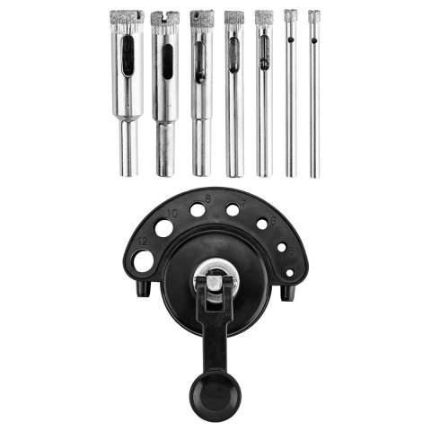 Wiertła diamentowe 4-12 mm z prowadnicą, zestaw 8 szt. Wiertła diamentowe 4-12 mm z prowadnicą, zestaw 8 szt.