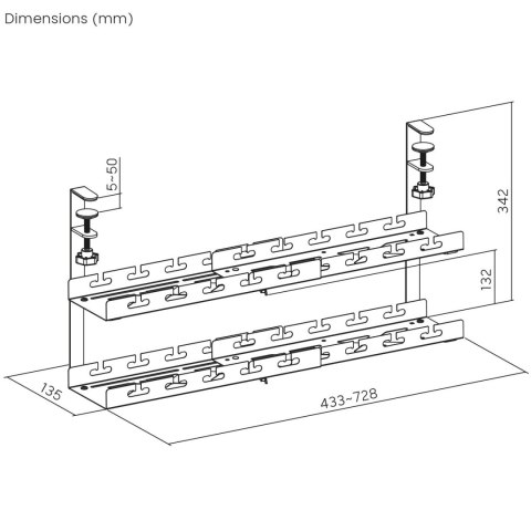 Organizer podbiurkowy na kable Maclean, max. obciążenie 5kg, max. 728mm, 2 poziomy, biały, MC-102 W Organizer podbiurkowy na kable Maclean, max. obciążenie 5kg, max. 728mm, 2 poziomy, biały, MC-102 W