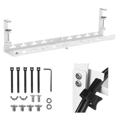 Organizer podbiurkowy na kable Maclean, max. obciążenie 5kg, max. 728mm, biały, MC-103 W Organizer podbiurkowy na kable Maclean, max. obciążenie 5kg, max. 728mm, biały, MC-103 W