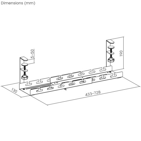 Organizer podbiurkowy na kable Maclean, max. obciążenie 5kg, max. 728mm, biały, MC-103 W Organizer podbiurkowy na kable Maclean, max. obciążenie 5kg, max. 728mm, biały, MC-103 W