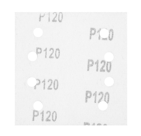 Papiery ścierne na rzep, kwadrat 113 x 113 mm, P120, 5 szt., z 8 otworami do 04-623 Papiery ścierne na rzep, kwadrat 113 x 113 mm, P120, 5 szt., z 8 otworami do 04-623