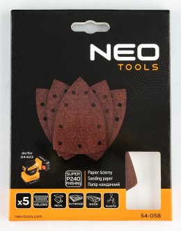 Papiery ścierne na rzep, żelazko 100 x 147 mm, P240, 5 szt., z 9 otworami do 04-623