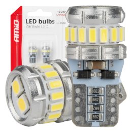Żarówki led canbus t10 w5w 16smd 2smd 3014 3030 white 12v 24v amio-04260