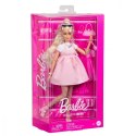 Lalka barbie deluxe style 3 różowa sukienka z dużą kokardą