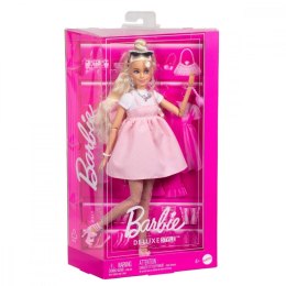Lalka barbie deluxe style 3 różowa sukienka z dużą kokardą