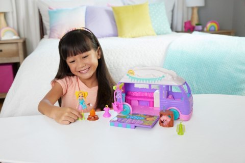 Zestaw figurek polly pocket glampingowy van kamper + laleczka Zestaw figurek polly pocket glampingowy van kamper + laleczka