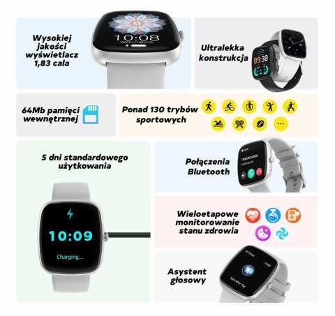 Smartwatch Damski GRAVITY GT18-1 Różowy Pasek Silikonowy + Czarny Pasek Smartwatch Damski GRAVITY GT18-1 Różowy Pasek Silikonowy + Czarny Pasek