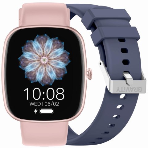 Smartwatch Damski GRAVITY GT18-3 Różowy Pasek Silikonowy + Granatowy Pasek Smartwatch Damski GRAVITY GT18-3 Różowy Pasek Silikonowy + Granatowy Pasek