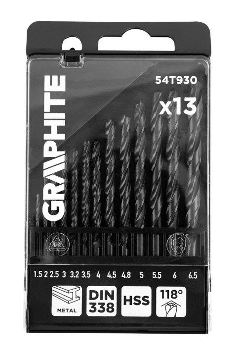 Wiertła do metalu HSS, 1,5 - 6,5mm, zestaw 13 szt. Wiertła do metalu HSS, 1,5 - 6,5mm, zestaw 13 szt.