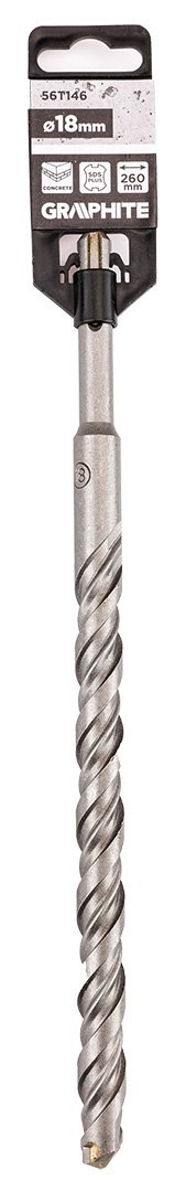 Wiertło do betonu SDS Plus z podwójną spiralą 18 x 260 mm Wiertło do betonu SDS Plus z podwójną spiralą 18 x 260 mm