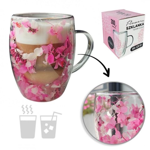 Szklanka termiczna z kwiatami w środku 300ml 1szt SZK101