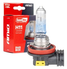 Żarówki halogenowe h11 12v 55w lumitec next generation +135% duo amio-04408