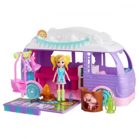 Zestaw figurek polly pocket glampingowy van kamper + laleczka Zestaw figurek polly pocket glampingowy van kamper + laleczka