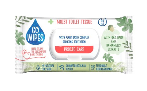 GOWIPES Nawilżany papier toaletowy Procto Care Flip top 44szt. GOWIPES Nawilżany papier toaletowy Procto Care Flip top 44szt.